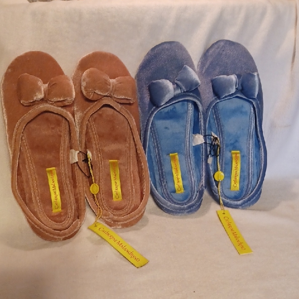 Catherine Malandrino Pink And Blue Velvet Slippers Women's Soze 9-10